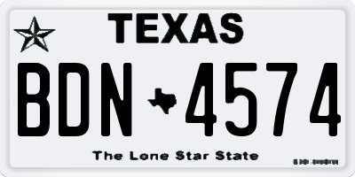 TX license plate BDN4574