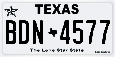 TX license plate BDN4577