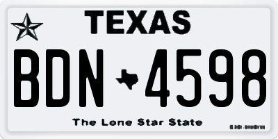 TX license plate BDN4598