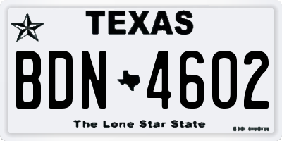 TX license plate BDN4602