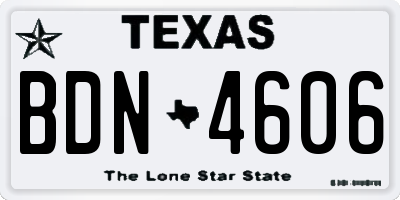 TX license plate BDN4606