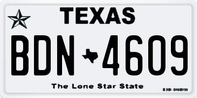TX license plate BDN4609