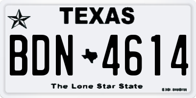 TX license plate BDN4614
