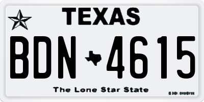 TX license plate BDN4615