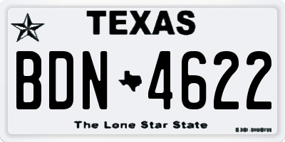 TX license plate BDN4622