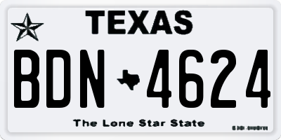 TX license plate BDN4624