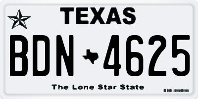 TX license plate BDN4625