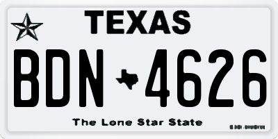 TX license plate BDN4626