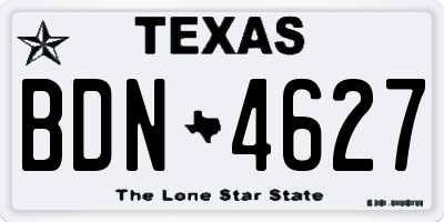 TX license plate BDN4627