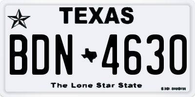 TX license plate BDN4630