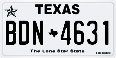 TX license plate BDN4631