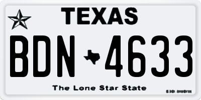 TX license plate BDN4633