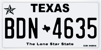 TX license plate BDN4635