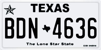 TX license plate BDN4636