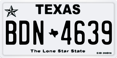 TX license plate BDN4639