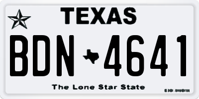 TX license plate BDN4641