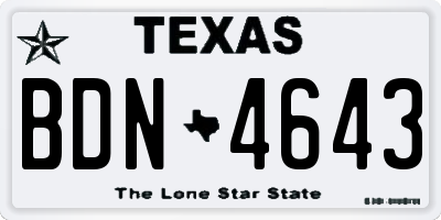 TX license plate BDN4643
