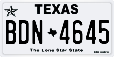 TX license plate BDN4645