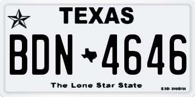 TX license plate BDN4646