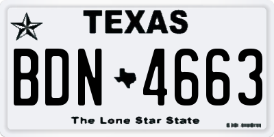 TX license plate BDN4663