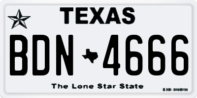 TX license plate BDN4666