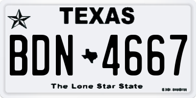 TX license plate BDN4667