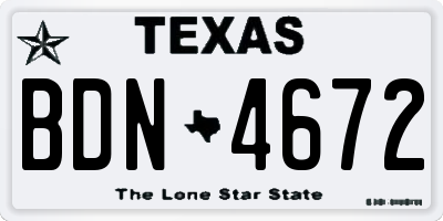 TX license plate BDN4672