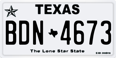 TX license plate BDN4673