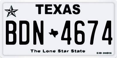 TX license plate BDN4674