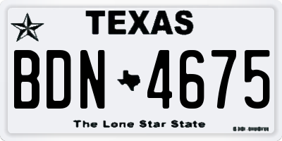 TX license plate BDN4675