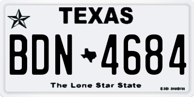 TX license plate BDN4684