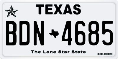 TX license plate BDN4685