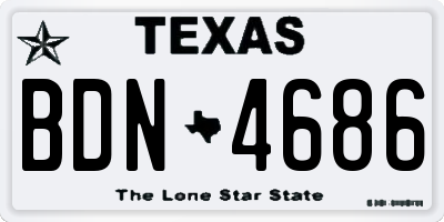 TX license plate BDN4686