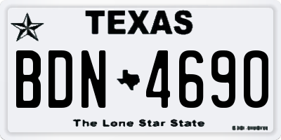 TX license plate BDN4690