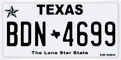 TX license plate BDN4699