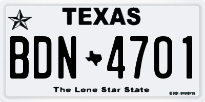 TX license plate BDN4701