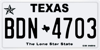 TX license plate BDN4703