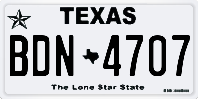 TX license plate BDN4707