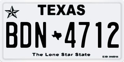 TX license plate BDN4712