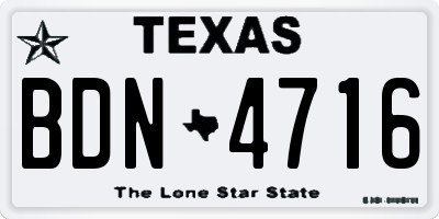 TX license plate BDN4716