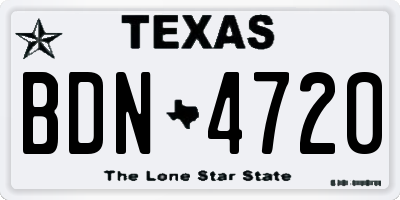 TX license plate BDN4720