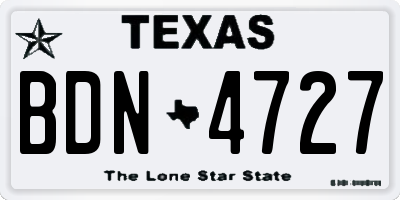 TX license plate BDN4727