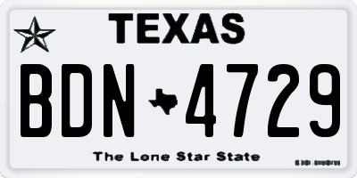 TX license plate BDN4729
