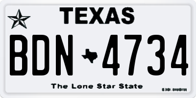 TX license plate BDN4734