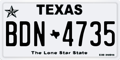 TX license plate BDN4735