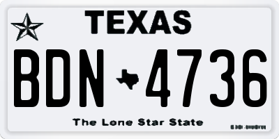 TX license plate BDN4736