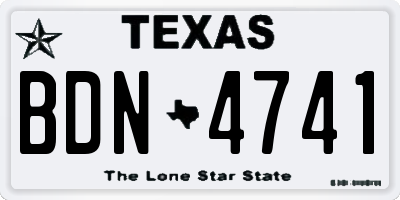 TX license plate BDN4741