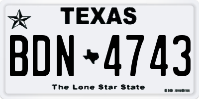 TX license plate BDN4743