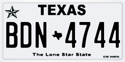 TX license plate BDN4744