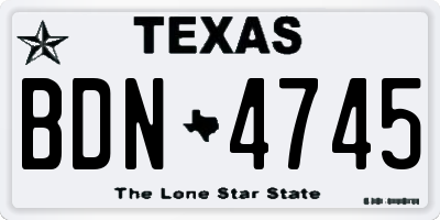 TX license plate BDN4745